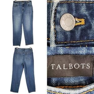 Talbots Jeans Womens Size 10p Petit Straight Leg High Waist Relaxed Blue Stretch